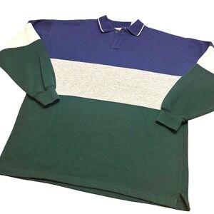 Vintage 90s Starting Point Colorblock Fleece Polo Pullover Sweatshirt Mens M